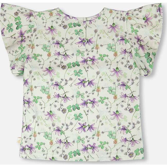 Jersey T-Shirt, Green Floral Print - T-Shirts - 3