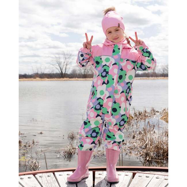 Kids Mid-Season One-Piece Outerwear Black Printed Flowers, Black Floral Print