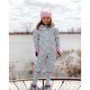 Kids Mid-Season One-Piece Outerwear, Blue Mini Flower Print - Snowsuits - 2