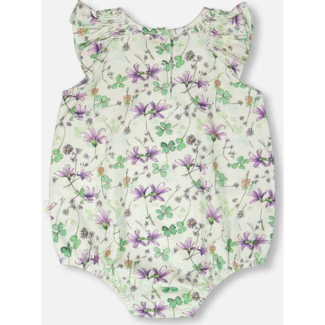 Jersey Romper, Green Floral Print