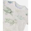 Jersey T-Shirt And Organic Cotton Jersey Shorts Set, Grey Mix Turtle Print & Medium Blue - Mixed Apparel Set - 4
