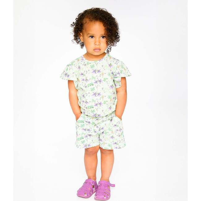 Jersey Shorts, Green Floral Print - Shorts - 3