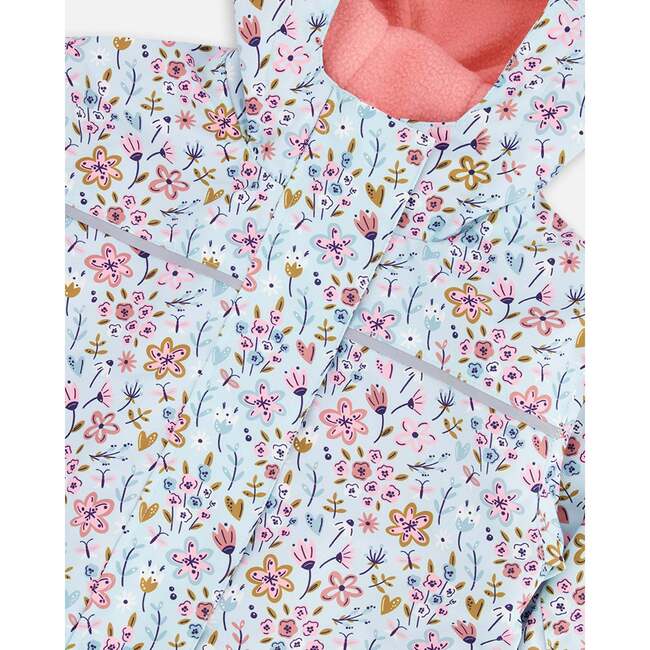 Kids Mid-Season One-Piece Outerwear, Blue Mini Flower Print - Snowsuits - 5