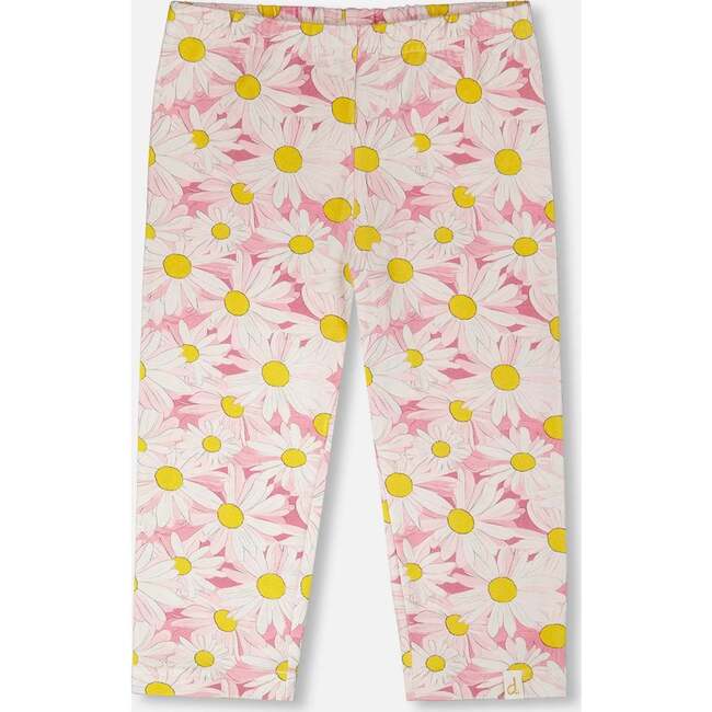 Jersey Capri, Pink Printed Daisies