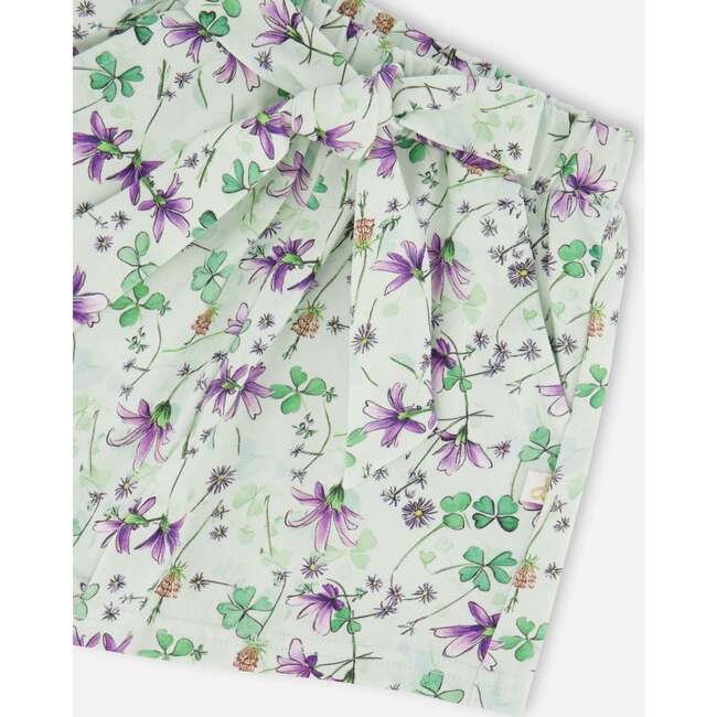 Jersey Shorts, Green Floral Print - Shorts - 5