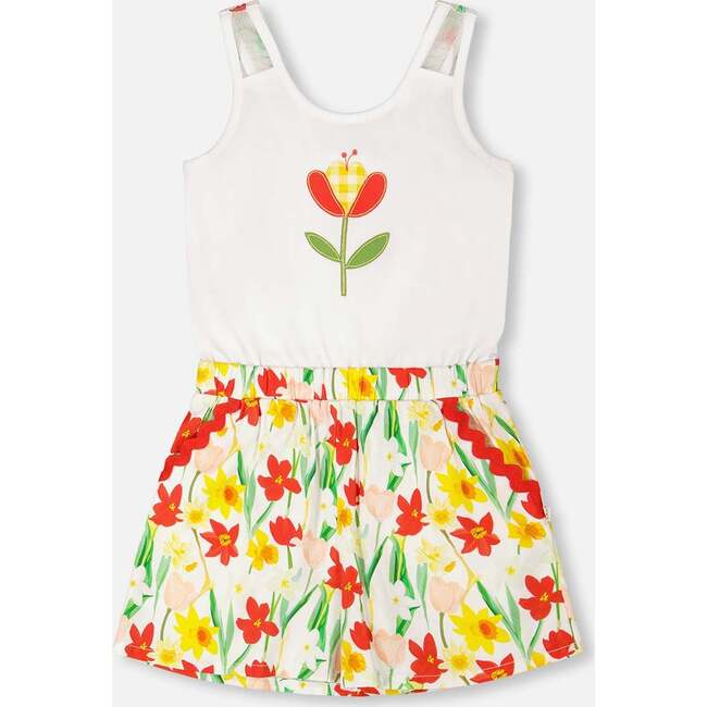 Jersey And Viscose Romper, White