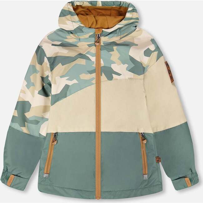 Mid-Season Jacket, Green Camouflage Print