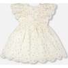 Jacquard Dress, White Printed Flowers - Dresses - 3