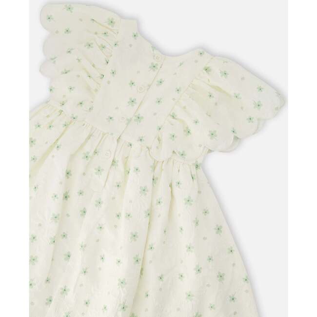 Jacquard Dress, White Printed Flowers - Dresses - 4