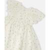 Jacquard Dress, White Printed Flowers - Dresses - 4