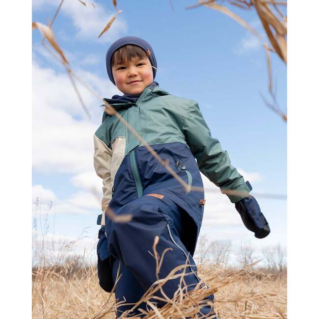 Mid-Season Jacket In Recycled Polyester, Dark Green, Beige And Navy