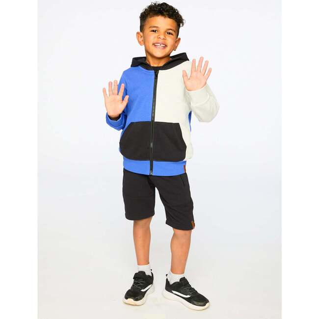 Hooded French Terry Cardigan, Royal Blue - Sweatshirts - 3