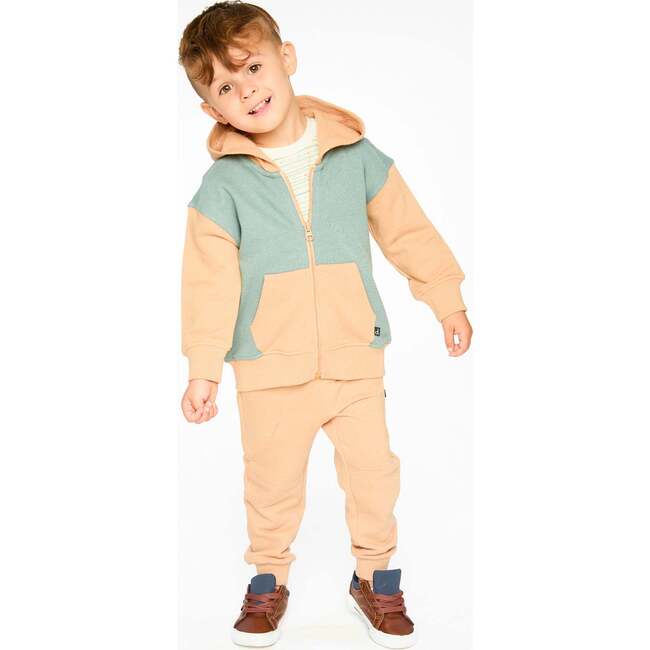 Hooded French Terry Cardigan, Mint Green