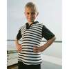 Hooded Terry T-Shirt With Shorts Set, Black & White Stripes - Mixed Apparel Set - 2 - thumbnail