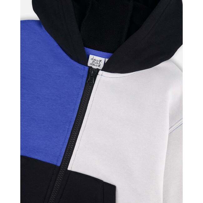 Hooded French Terry Cardigan, Royal Blue - Sweatshirts - 5