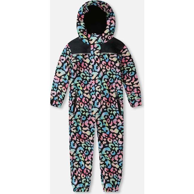 Kids Mid-Season One-Piece Outerwear, Black Animal Print