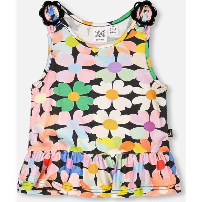 Jersey Tank Top, Black Floral Print