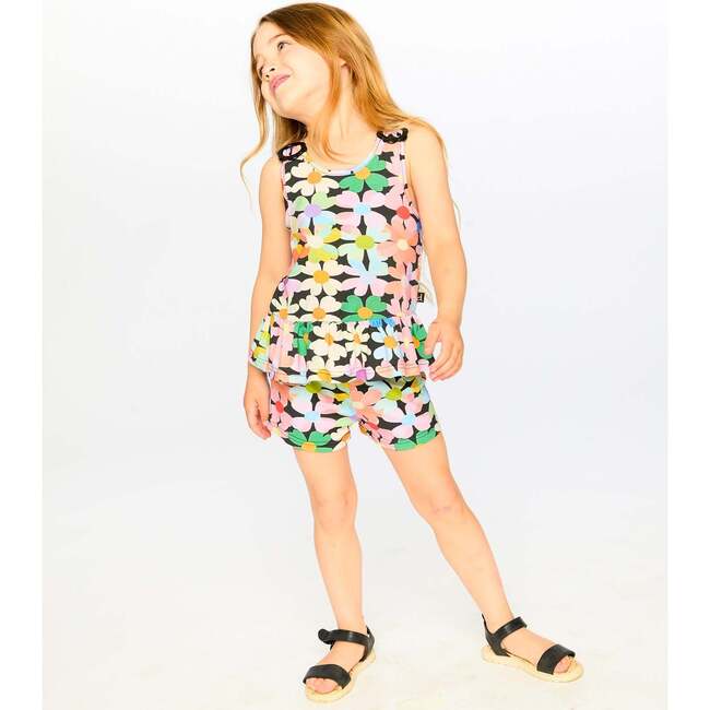 Jersey Tank Top, Black Floral Print