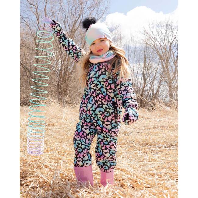 Kids Mid-Season One-Piece Outerwear, Black Animal Print