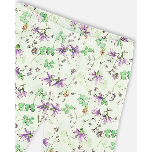 Jersey Tunic And Cotton Capri Set, Lavender And Green Printed Flowers - Mixed Apparel Set - 5