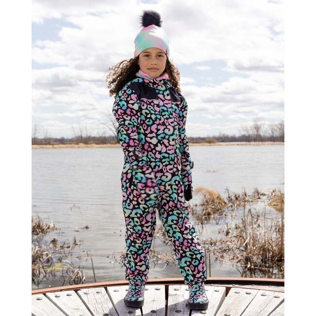 Kids Mid-Season One-Piece Outerwear, Black Animal Print - Snowsuits - 3