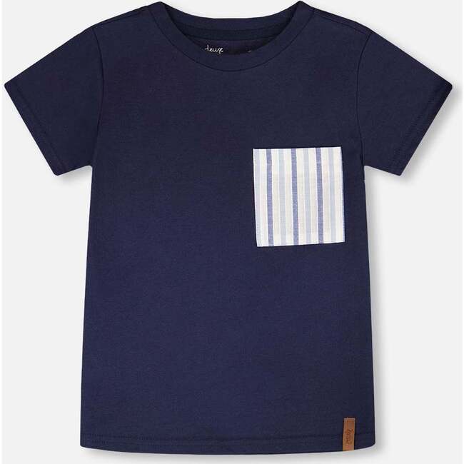 Jersey T-Shirt With Chest Pocket, Dark Blue