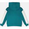 Hooded French Terry Cardigan, Dark Turquoise - Sweatshirts - 3