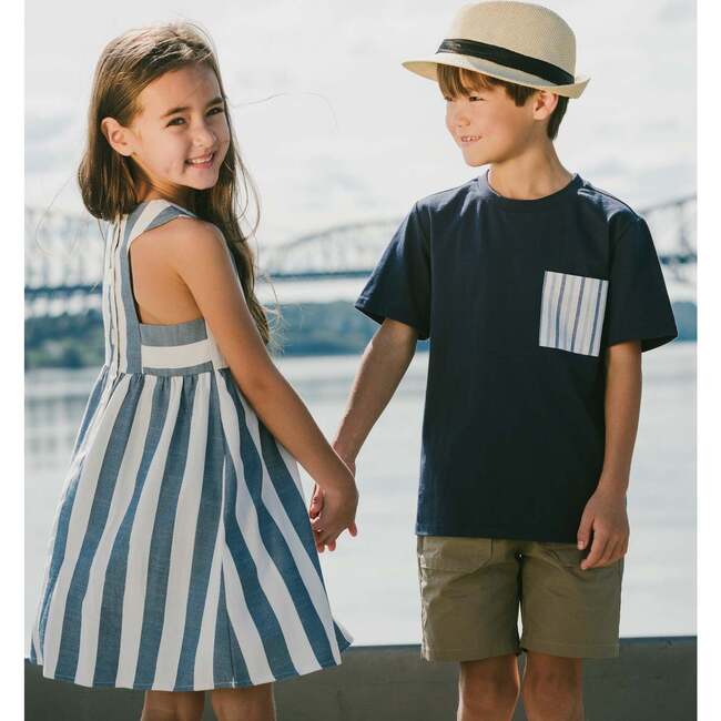 Jersey T-Shirt With Chest Pocket, Dark Blue - T-Shirts - 3