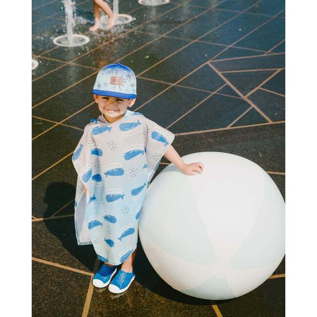 Hooded Beach Towel, Blue Whale Print