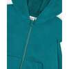 Hooded French Terry Cardigan, Dark Turquoise - Sweatshirts - 4