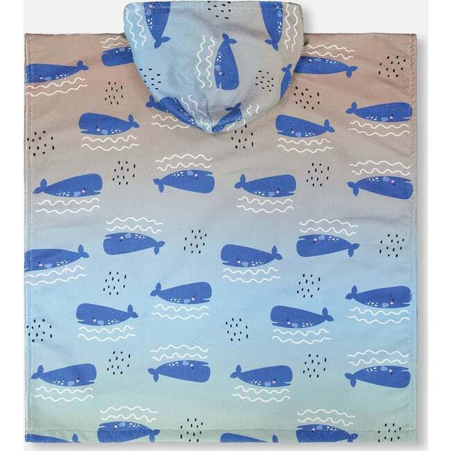 Hooded Beach Towel, Blue Whale Print - Beach Towels - 3