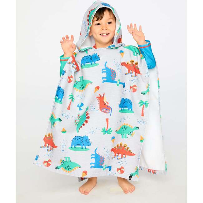 Hooded Beach Towel, Grey Printed Baby Dinosaurs - Beach Towels - 3