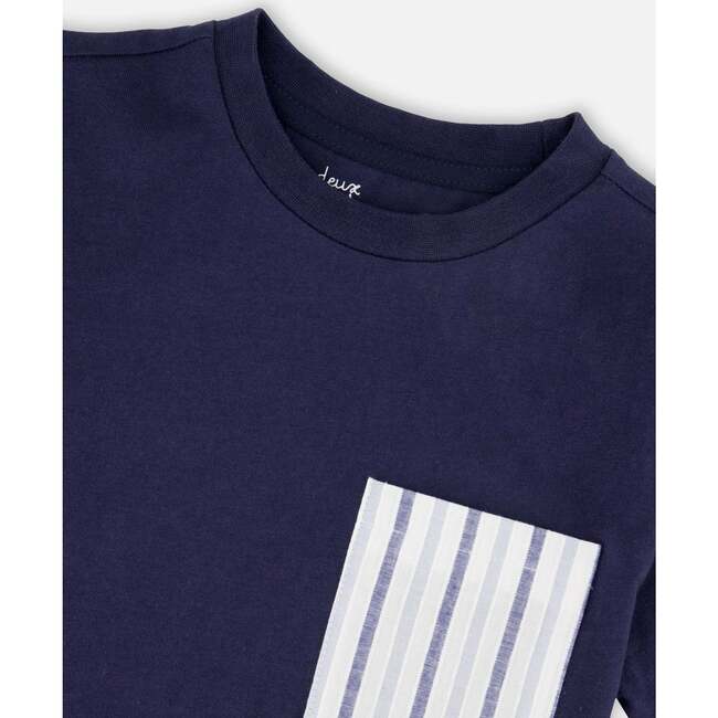 Jersey T-Shirt With Chest Pocket, Dark Blue - T-Shirts - 6