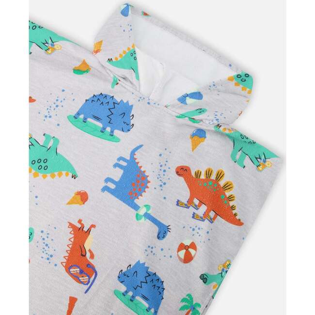 Hooded Beach Towel, Grey Printed Baby Dinosaurs - Beach Towels - 5
