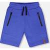 French Terry Shorts With Cross Seams, Royal Blue - Shorts - 1 - thumbnail