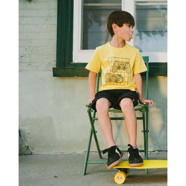 French Terry Shorts With Cross Seams, Black