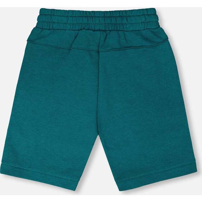 French Terry Shorts With Cross Seams, Dark Turquoise - Shorts - 3
