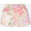 French Terry Shorts, Pink Printed Flowers - Shorts - 1 - thumbnail