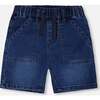 French Terry Shorts, Navy Blue Denim - Shorts - 1 - thumbnail