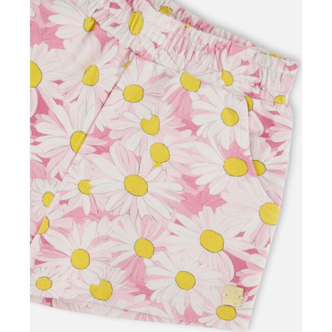 French Terry Shorts, Pink Printed Daisies - Shorts - 5