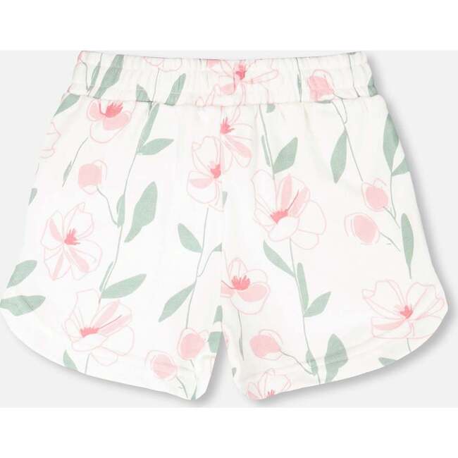 French Terry Shorts, Off White Printed Flowers - Shorts - 4