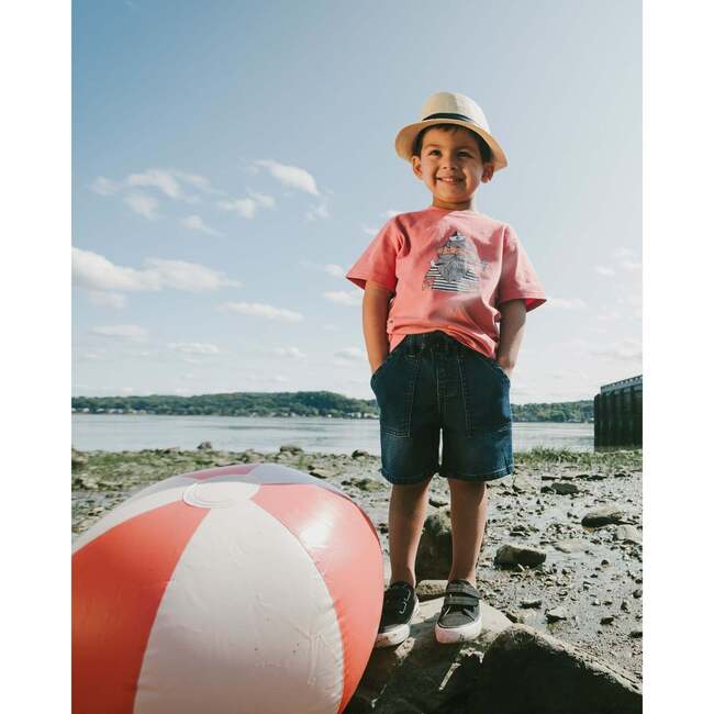 French Terry Shorts, Navy Blue Denim