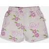 French Terry Shorts, Lilac Snails Print - Shorts - 1 - thumbnail