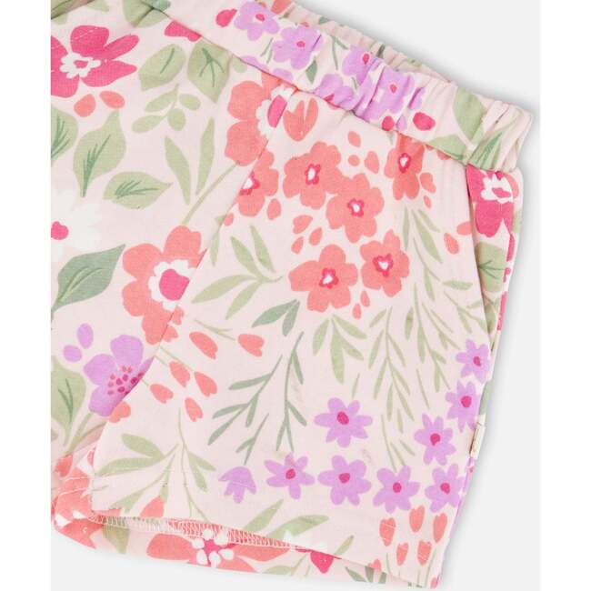 French Terry Shorts, Pink Printed Flowers - Shorts - 5