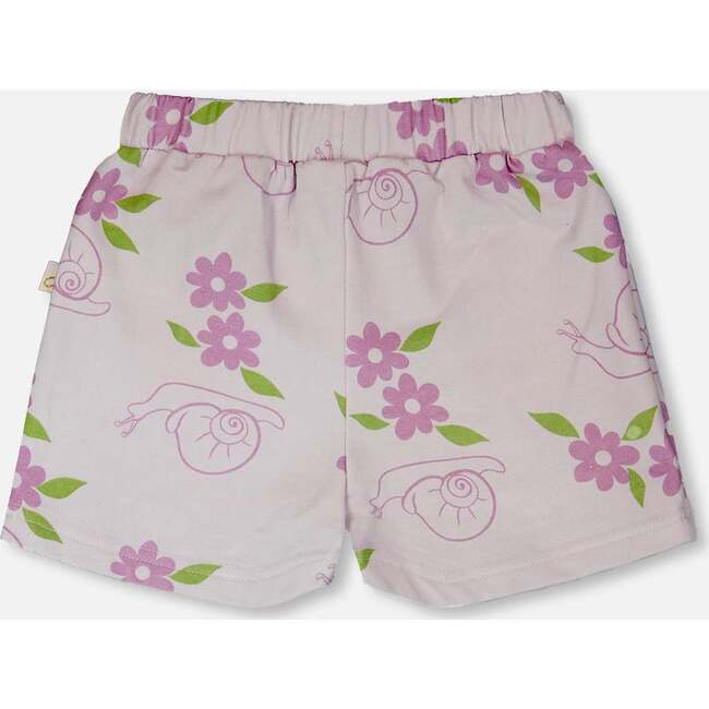 French Terry Shorts, Lilac Snails Print - Shorts - 4