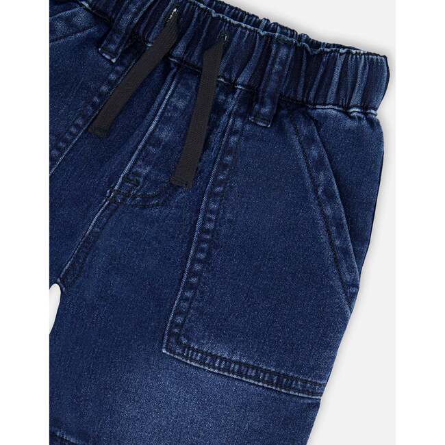 French Terry Shorts, Navy Blue Denim - Shorts - 5