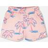 French Terry Shorts, Light Pink Palm Print - Shorts - 1 - thumbnail