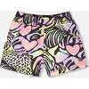 French Terry Shorts, Black With Multicolored Print - Shorts - 1 - thumbnail