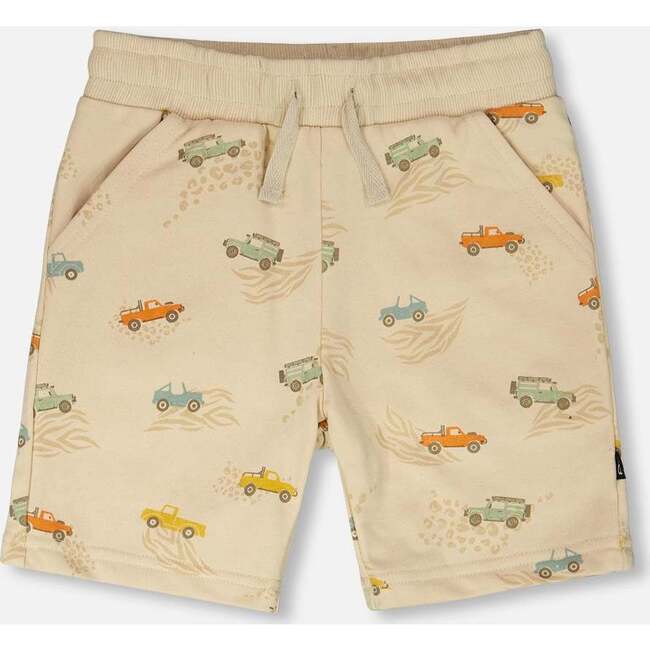 French Terry Shorts, Beige Jeeps Print