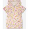 French Terry Hooded Dress, Pink Printed Daisies - Dresses - 1 - thumbnail